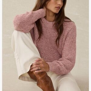 Faherty Dusty Rose Cotton Fisherman Sweater